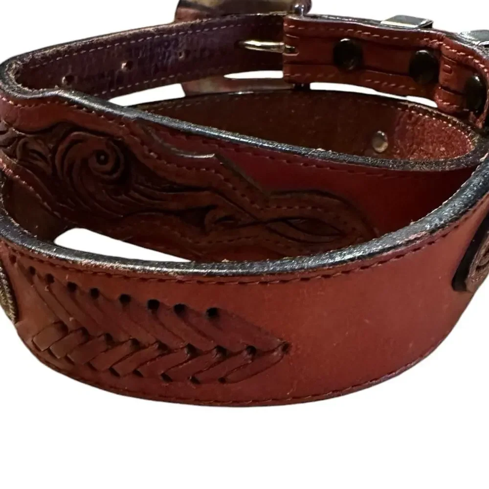 Nocona Boots Mens Size 30 Brown Leather Western Belt with Silver Buckle